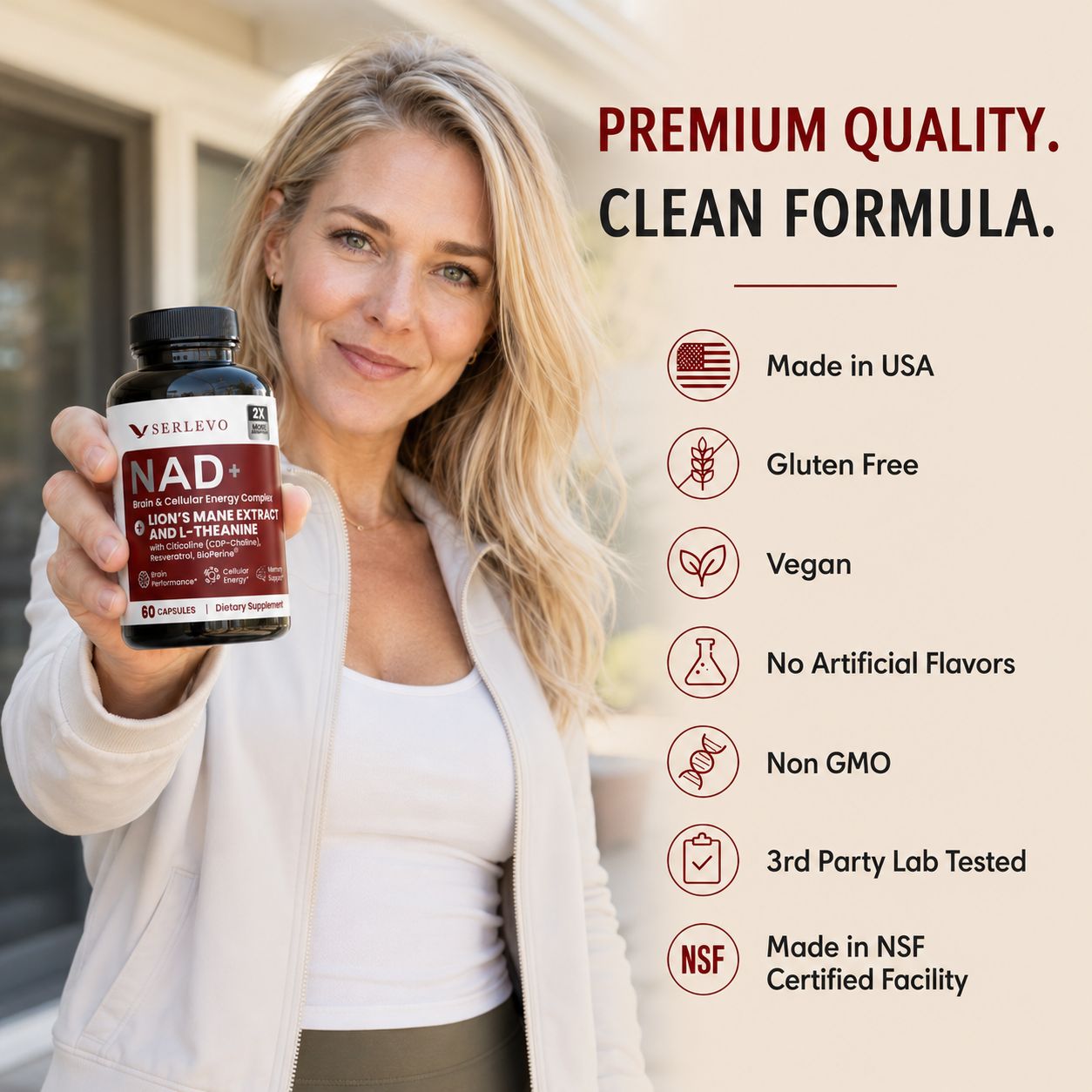 NAD Supplement -  Liposomal NAD+  with Resveratrol, Quercitin and Bioperine - 60 Veggie Capsules