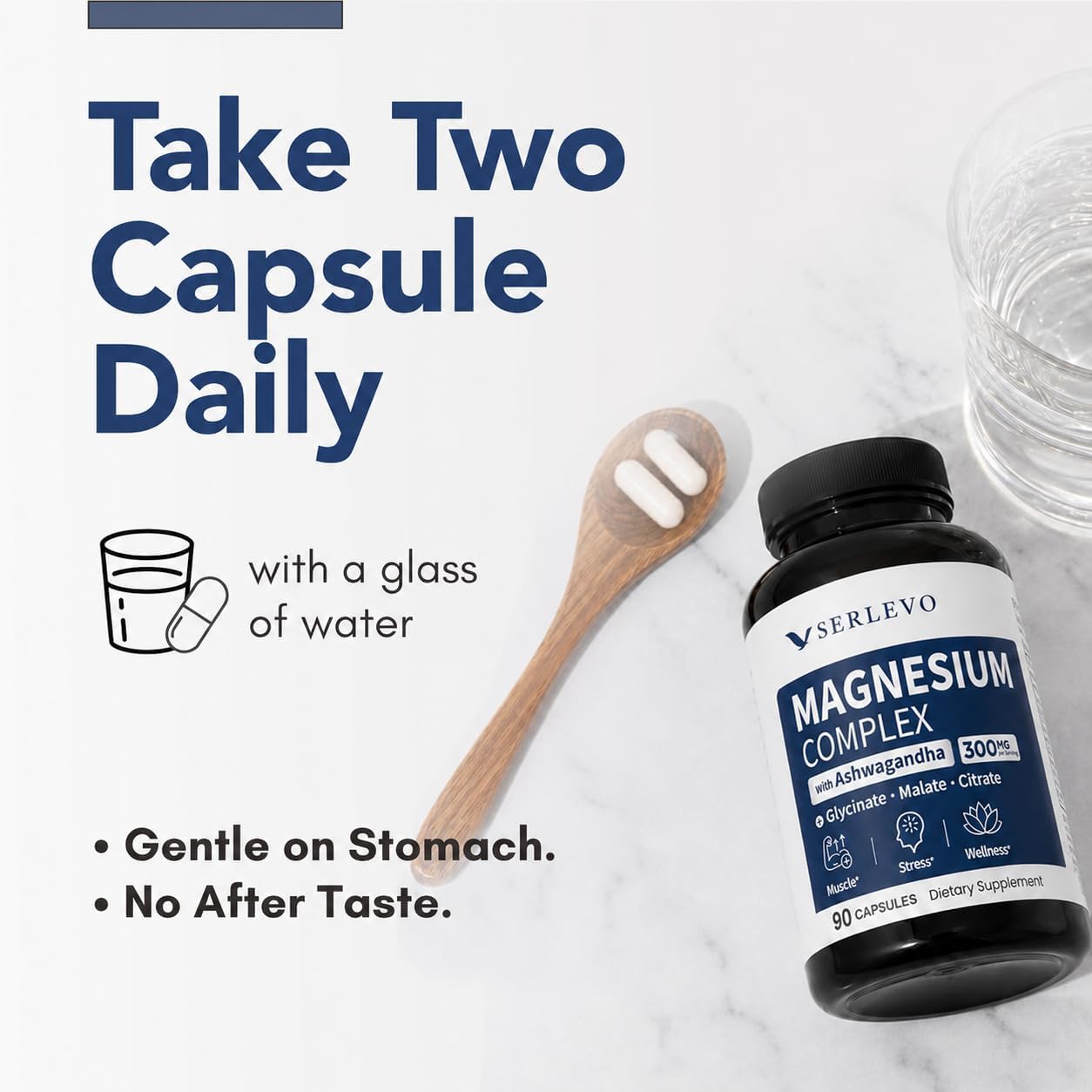 Magnesium complex with Ashwagandha 300mg - 90 Veggie Capsules